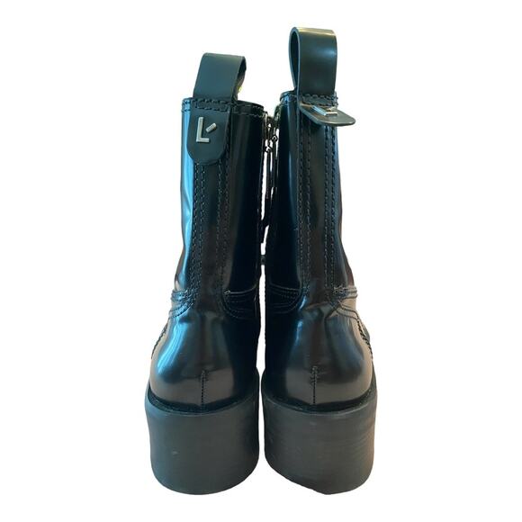 Larroude Joan Platform Leather Ankle Boots Lace Up Side Zipper Black Size 8 - Picture 4 of 10